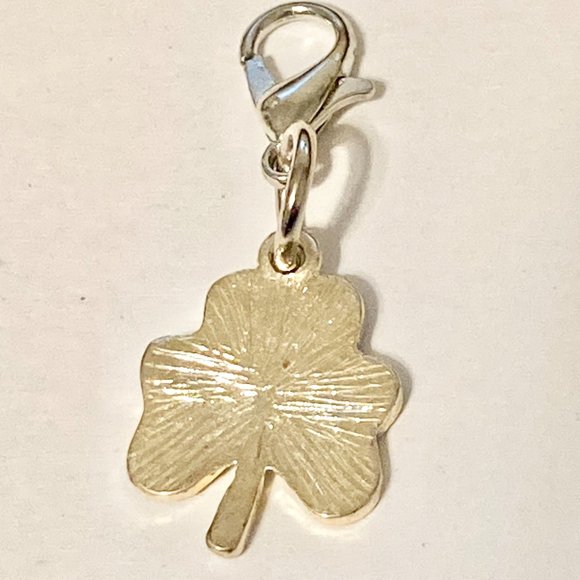 Irish Green Shamrock Enamel Charm Clip On Zipper Pull Purse Silver Tone Backpack - Picture 3 of 5